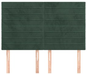 Cabeceira de cama 4 pcs veludo 72x5x78/88 cm verde-escuro
