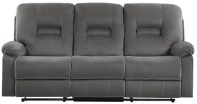 Sofá reclinável de 3 lugares veludo cinzento escuro com LED e entrada USB BERGEN Beliani
