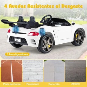 Carro elétrico crianças 12V com controle remoto e 2 lugares para crianças 4X4 com luzes LED e música Branco