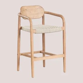 Banqueta Alta 65 Cm Em Madeira Naele Crema - Sklum