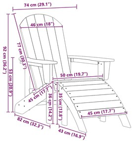 Cadeiras Adirondack vidaXL com Apoios de Pés 2 pcs Branco HDPE