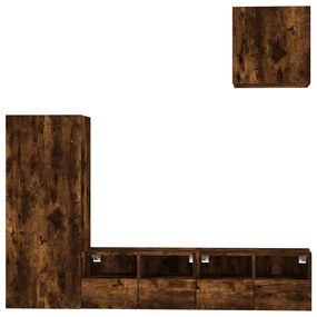 4 pcs móveis de parede p/ TV derivados madeira carvalho fumado