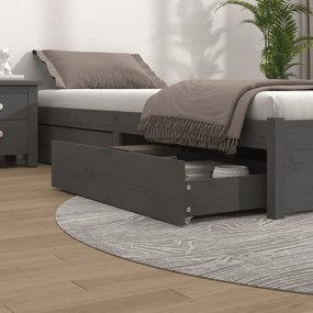 815001 vidaXL Gavetas de cama 4 pcs madeira de pinho maciça cinzento