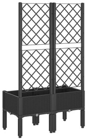 Vaso/floreira de jardim c/ treliça 80x40x142 cm PP preto