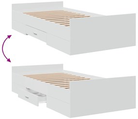 Estrutura cama c/ gavetas 75x190 cm derivados de madeira branco