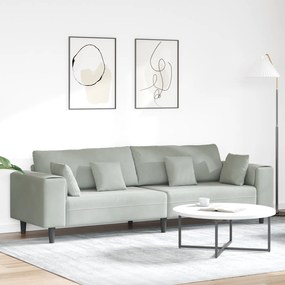 vidaXL Sofá de Veludo com almofada com travesseiro Cinzento-claro 208 cm Veludo