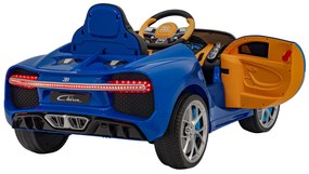 Carro elétrico para Crianças 12V Bugatti Chiron Rodas de EVA, Assento de couro Azul