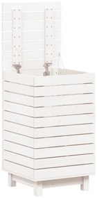 Cesto de roupa suja 44x44x76 cm madeira de pinho maciça branco