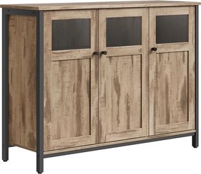 Aparador com portas de vidro 35 x 100 x 75 cm castanho camelo-preto