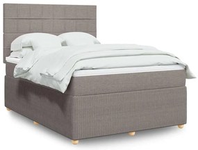 Cama com molas/colchão 140x200 cm tecido castanho-acinzentado