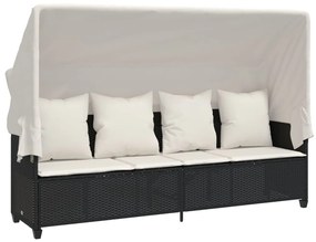 5 pcs conjunto sofás de jardim com almofadões vime PE preto