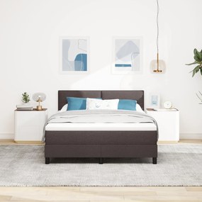 Cama com Box Spring e Colchão Castanho Escuro 140x190 cm Tecido