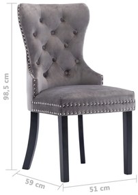 Cadeiras de jantar 2 pcs veludo cinzento