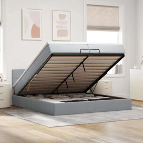 vidaXL Estrutura de cama otomana com colchão 200x200 cm cinzento-claro