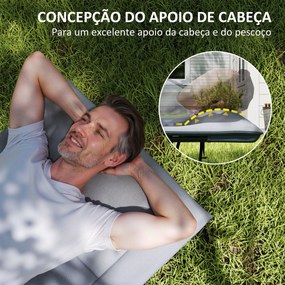 Cama Dobrável de Campismo Praia com Apoio de Cabeça e Bolso Lateral Suporta até 150 kg 187x67x37 cm  Cinzento