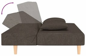 Sofá-cama 2 lugares com duas almofadas tecido castanho