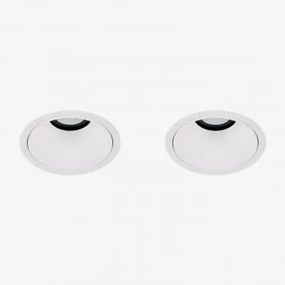 Pack De 2 Downlights Led Embutidos Com Molduras Redondas Ø8 Cm Em Alumínio Luisiana Branco & Branco 3000k & 11 W & 38º - Sklum