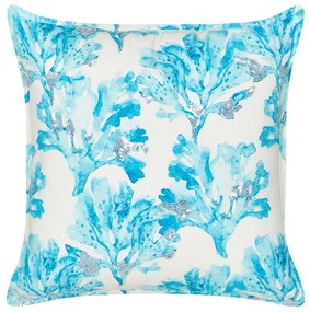 Almofada decorativa com motivo de coral em algodão branco e azul 45 x 45 cm ROCKWEED Beliani