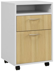 HOMCOM Bloco de Gavetas de Escritório com Armário e Gaveta Móvel Arquivador com Rodas Suporte para Impressora 40x35x60 cm Madeira