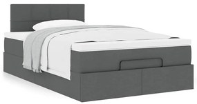 Cama otomana com colchão 120x190 cm tecido cinzento escuro