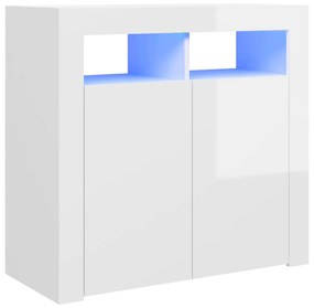 Aparador Giancarlo com Luzes LED de 80 cm - Branco Brilhante - Design