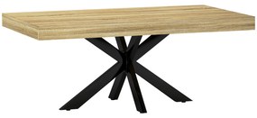 HOMCOM Mesa de Centro Retangular Mesa Auxiliar Estilo Industrial em Metal Preto e Tampo Aspeto Madeira 110x60x45 cm | Aosom Portugal