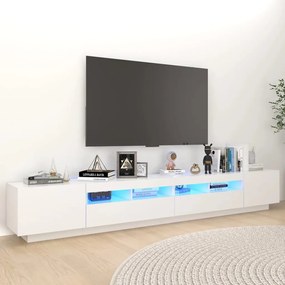 Móvel de TV Giancarlo com Luzes LED de 260cm - Branco - Design Moderno