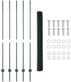 Postes de Cerca vidaXL 5 pcs U-Channel Verde 160 cm Aço