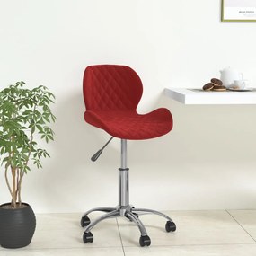 vidaXL Cadeira de escritório giratória veludo vermelho tinto