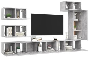 8 pcs conjunto de móveis de TV derivados madeira cinza cimento