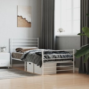 Estrutura de cama com cabeceira e pés 80x200 cm metal branco