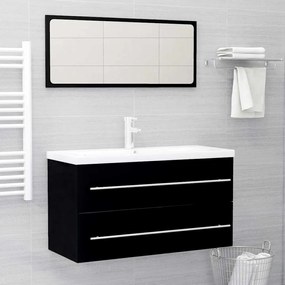 vidaXL 2 pcs conjunto de móveis de casa de banho contraplacado preto