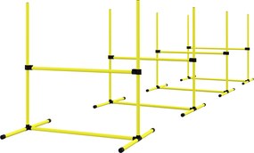 Conjunto de 4 obstáculos profissionais para agility canino, com sistema de fixação ao solo e saco de transporte incluído