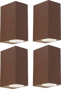 Conjunto de 4 Lâmpadas de Parede Inteligentes Castanho Ferrugem IP44 incl. 2 GU10 - Baleno