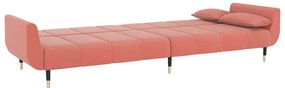 Sofá-cama 2 lugares com duas almofadas veludo rosa