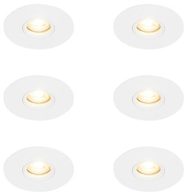 Conjunto de 6 Focos Encastráveis Modernos Brancos 12 cm - Buco
