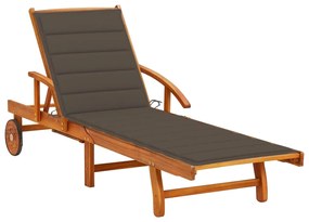 vidaXL Espreguiçadeira de jardim com almofadão madeira acácia maciça