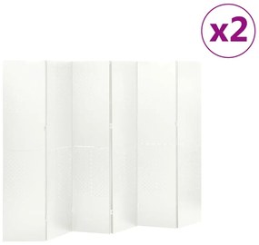 vidaXL Divisórias/biombos com 6 painéis 2 pcs aço 240x180 cm branco