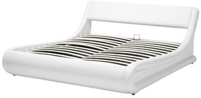 Cama de casal com arrumação em pele sintética branca 160 x 200 cm AVIGNON Beliani