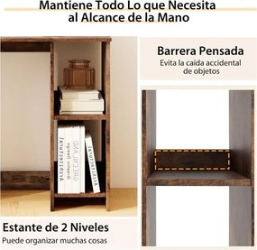 Secretária para computador 80 x 40 x 74 cm de escritório com 2 prateleiras para espaços reduzidos Café