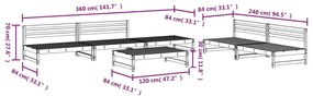 6 pcs conjunto lounge de jardim pinho maciço cinzento