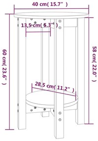 Mesa de centro Ø 40x60 cm madeira de pinho maciça cinzento