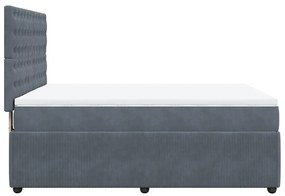 Cama com molas/colchão 140x190 cm veludo cinzento-escuro