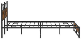 Estrutura de cama sem colchão 200x200cm metal carvalho fumado