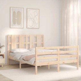 Estrutura de cama com cabeceira 140x190 cm madeira maciça