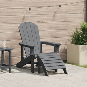vidaXL Cadeira Adirondack com Descanso para os Pés Cinza Claro HDPE