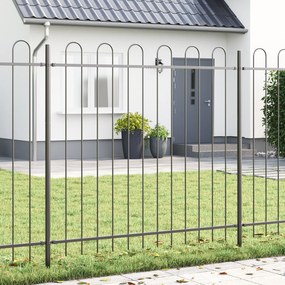 Cerca de Jardim vidaXL com Topo em Arco Cinza 3,4x1,5 m em Aço
