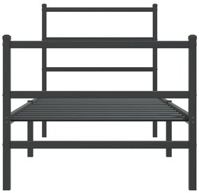 Estrutura de cama com cabeceira e pés 80x200 cm metal preto