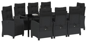 Conjunto de Jantar de Jardim 9 Peças Preto Rattan Poliéster