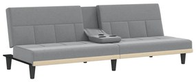 Sofá-cama com suportes para copos tecido cinzento-claro